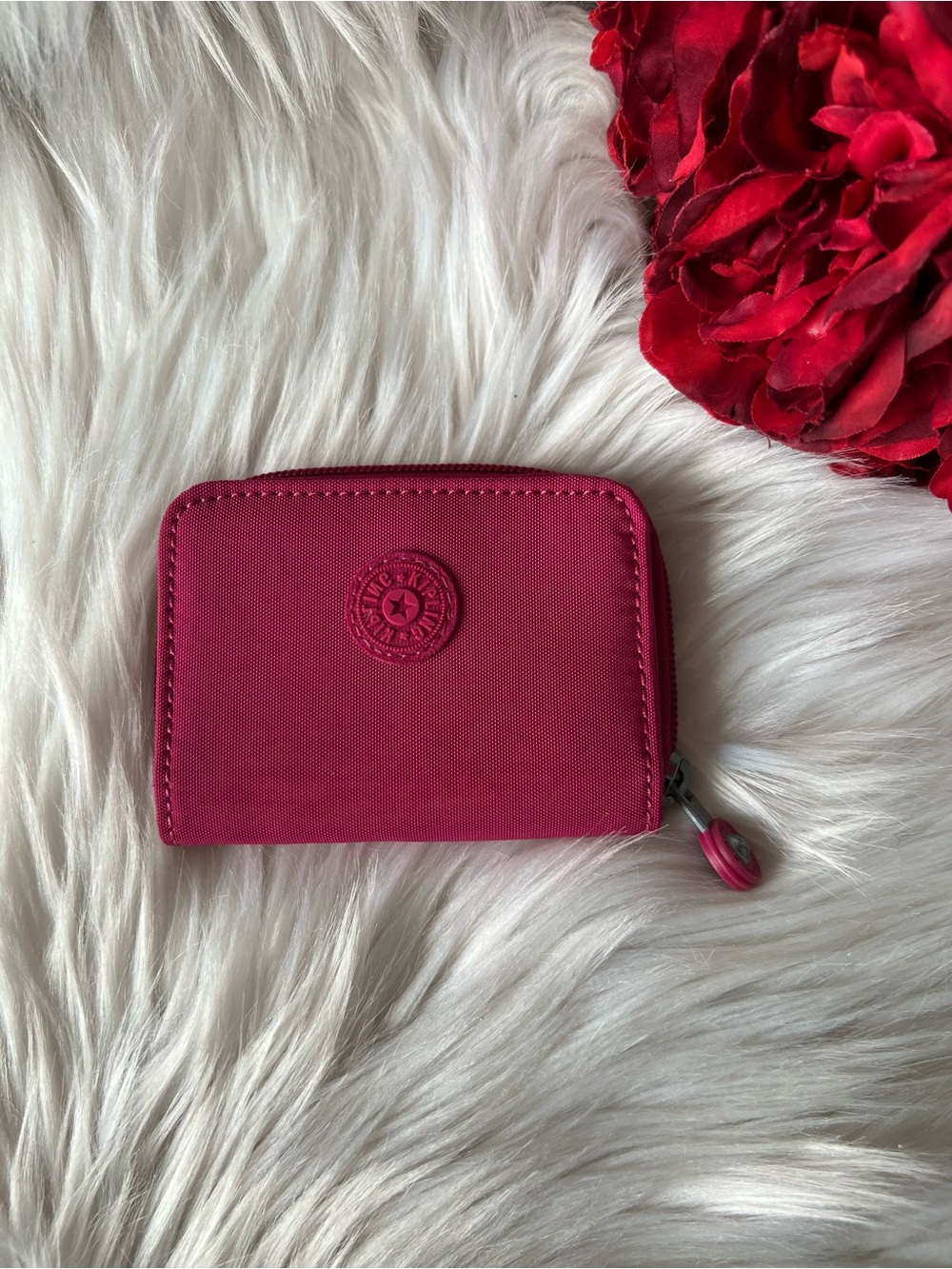 Kipling Hot Pink Zip Card Wallet